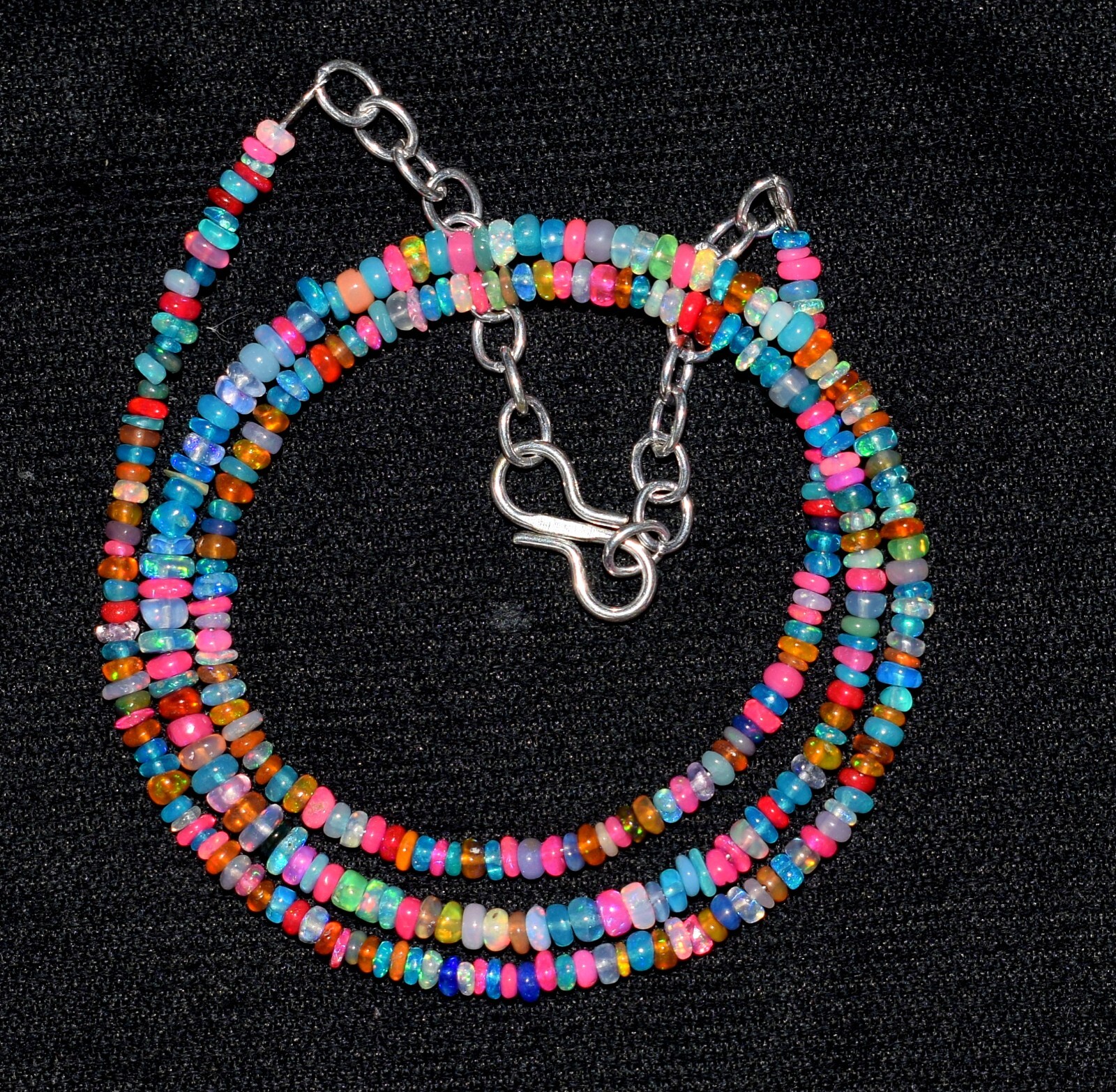 AAA+ Natural Ethiopian Opal Wello Fire Opal Gemstone Beads Necklace 16″ F3970