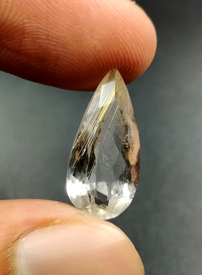 9.10 Carat Rutilated Quartz Pear Shape Gemstone W67