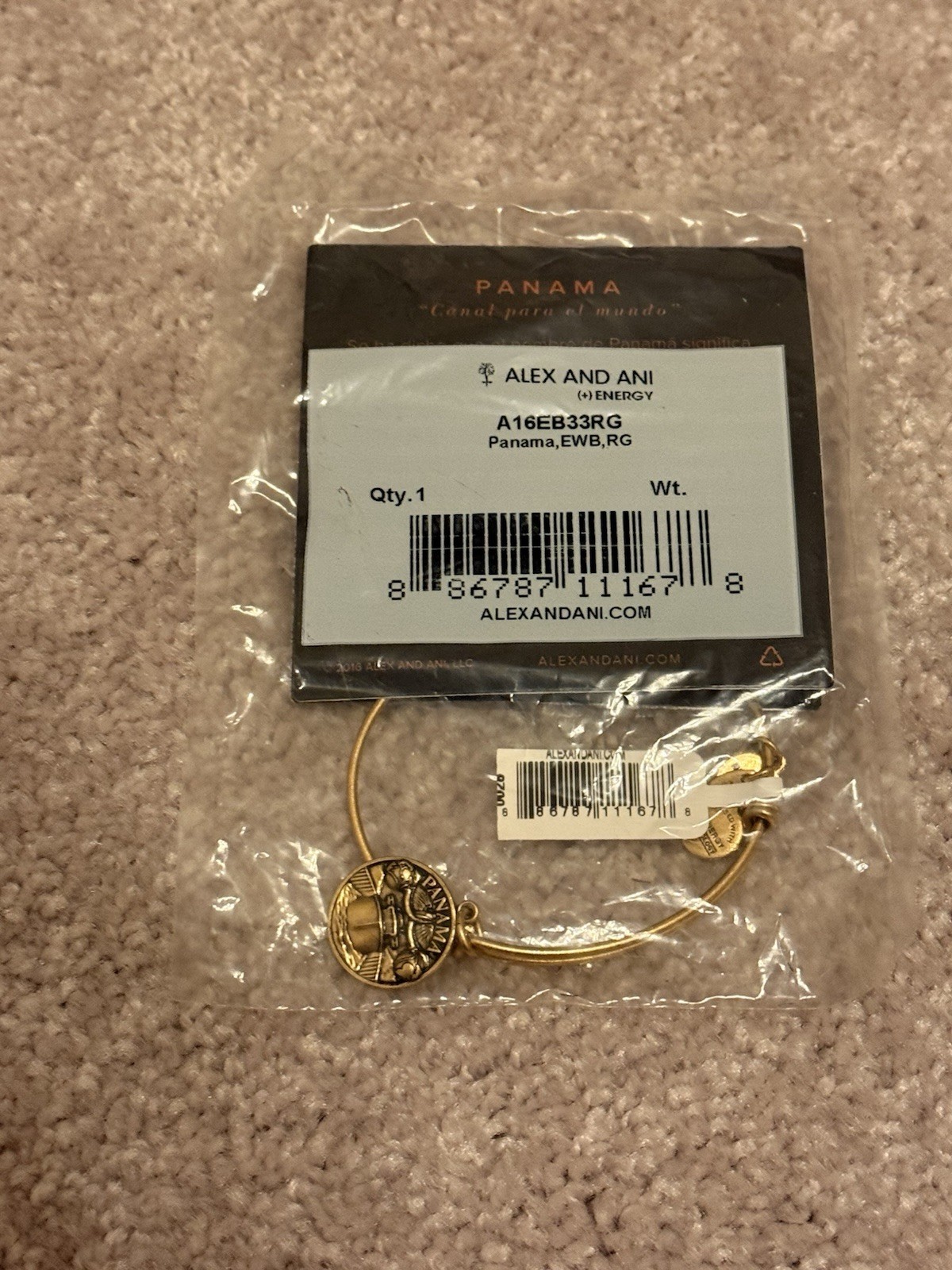 Rare Alex & Ani Women’s Panama, Charm Bangle, Rafaelian Gold