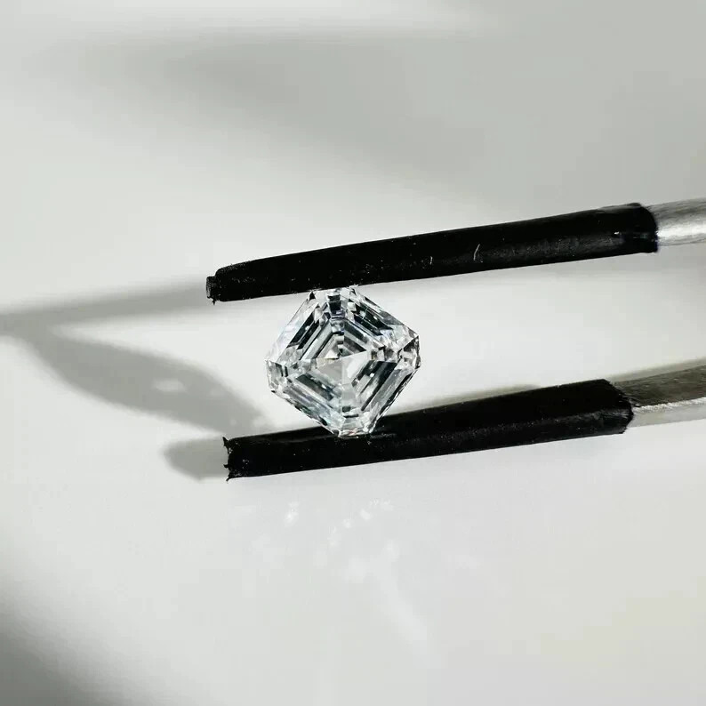 3.75 CT Natural White Diamond 9 mm 1 Pcs Asscher Cut VVS1 D Grade Certified C20