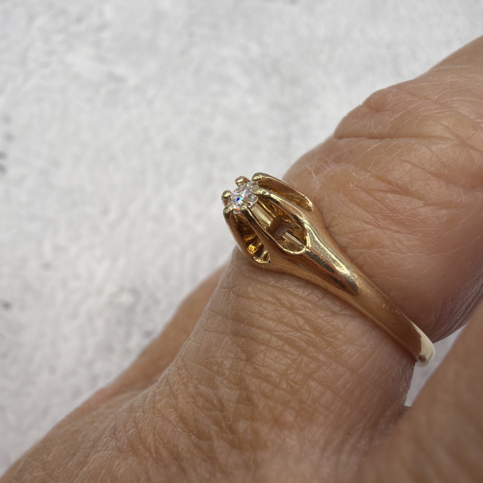 14k Antique Diamond Belcher Ring Size 7.25
