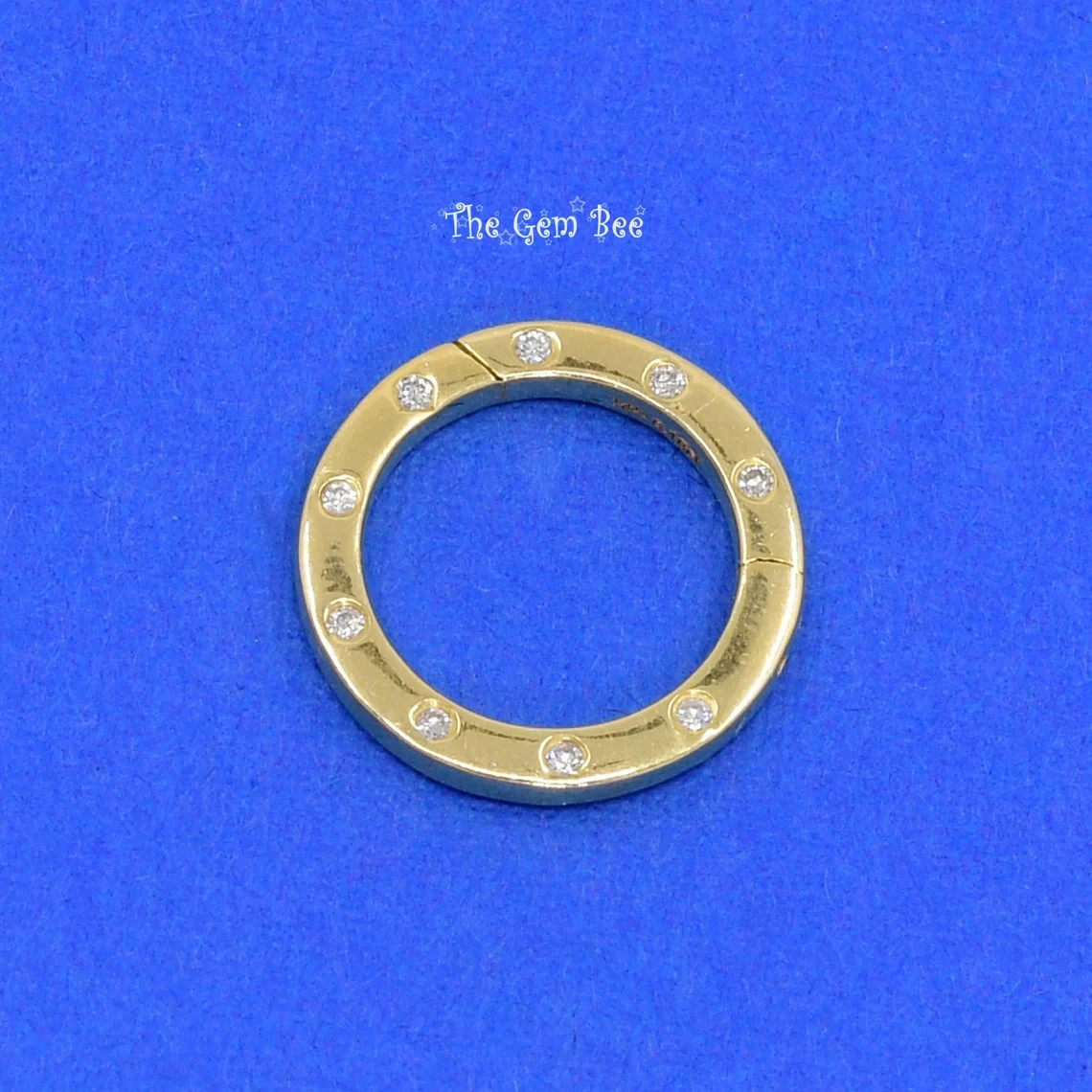 14.2mm 11.8mm 14K Yellow Gold Diamond Circle Charm Holder Snap Locker Pendant
