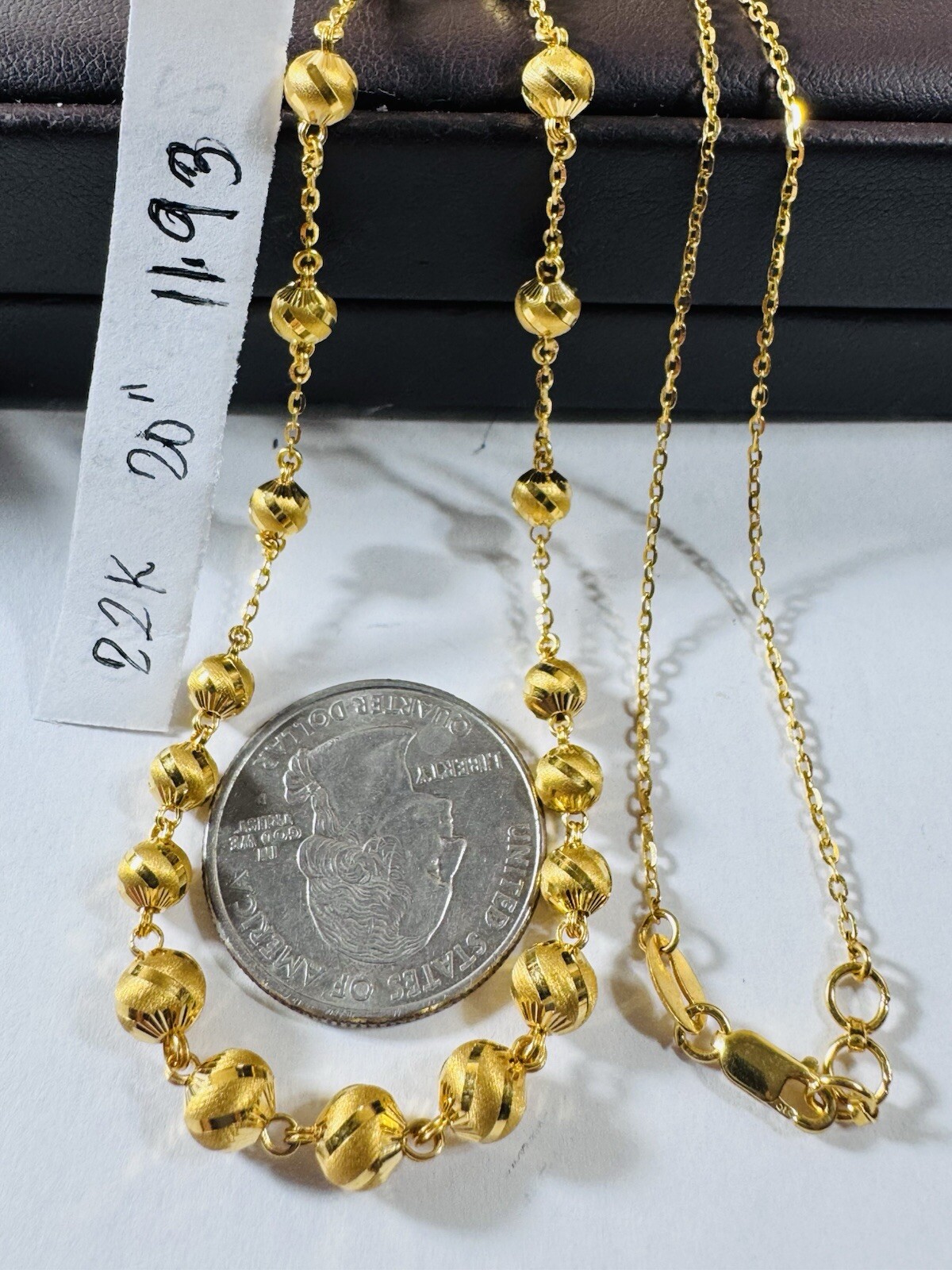 Women’s 22K 916 Yellow Real Gold Balls Beads Chain Necklace 20 Inch 11.93g
