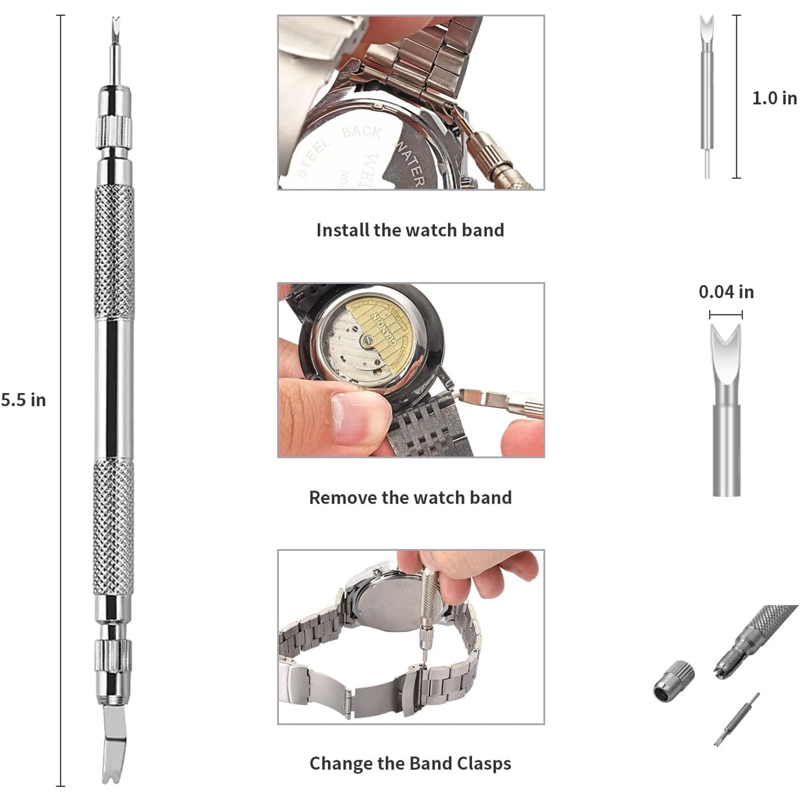 Adjustment Watch Band Strap Link Pin Remover Repair Tool Spring Bar Resizing Set
