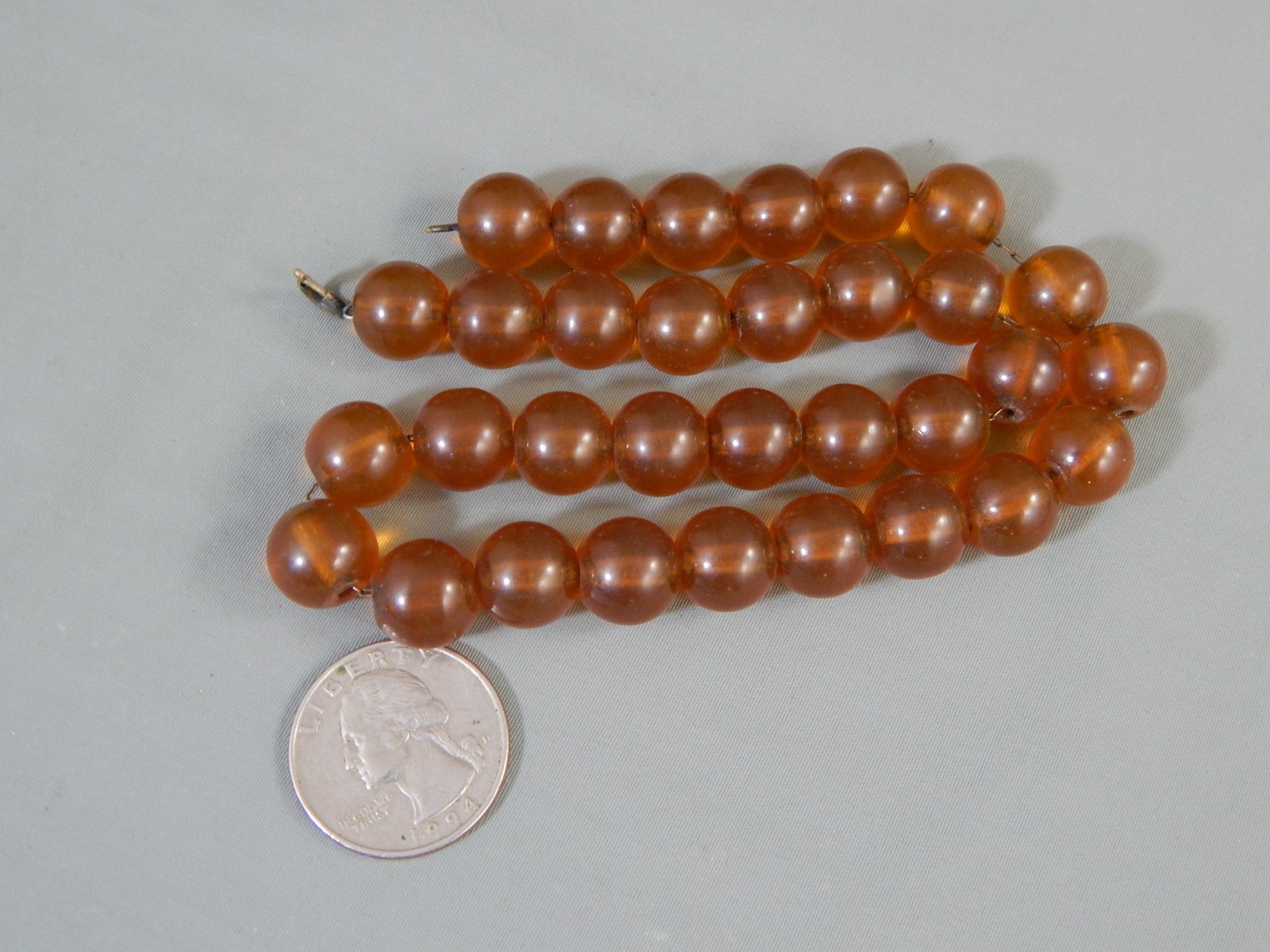 Vintage Antique Honey Cognac Amber Round Bead Choker Necklace 15″ ~ 40g