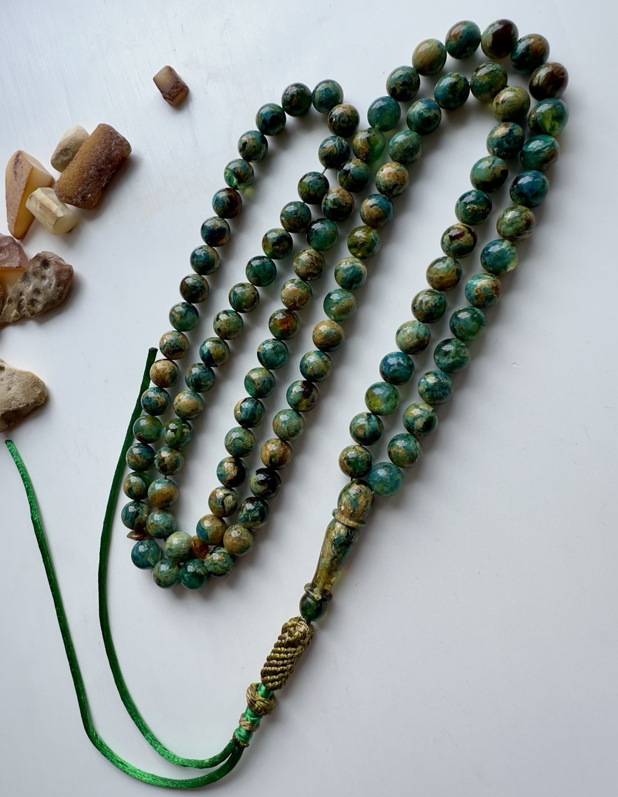 Baltic Amber 40g. Islamic Prayer Rosary Colored Round 99 Beads Tasbih Pressed