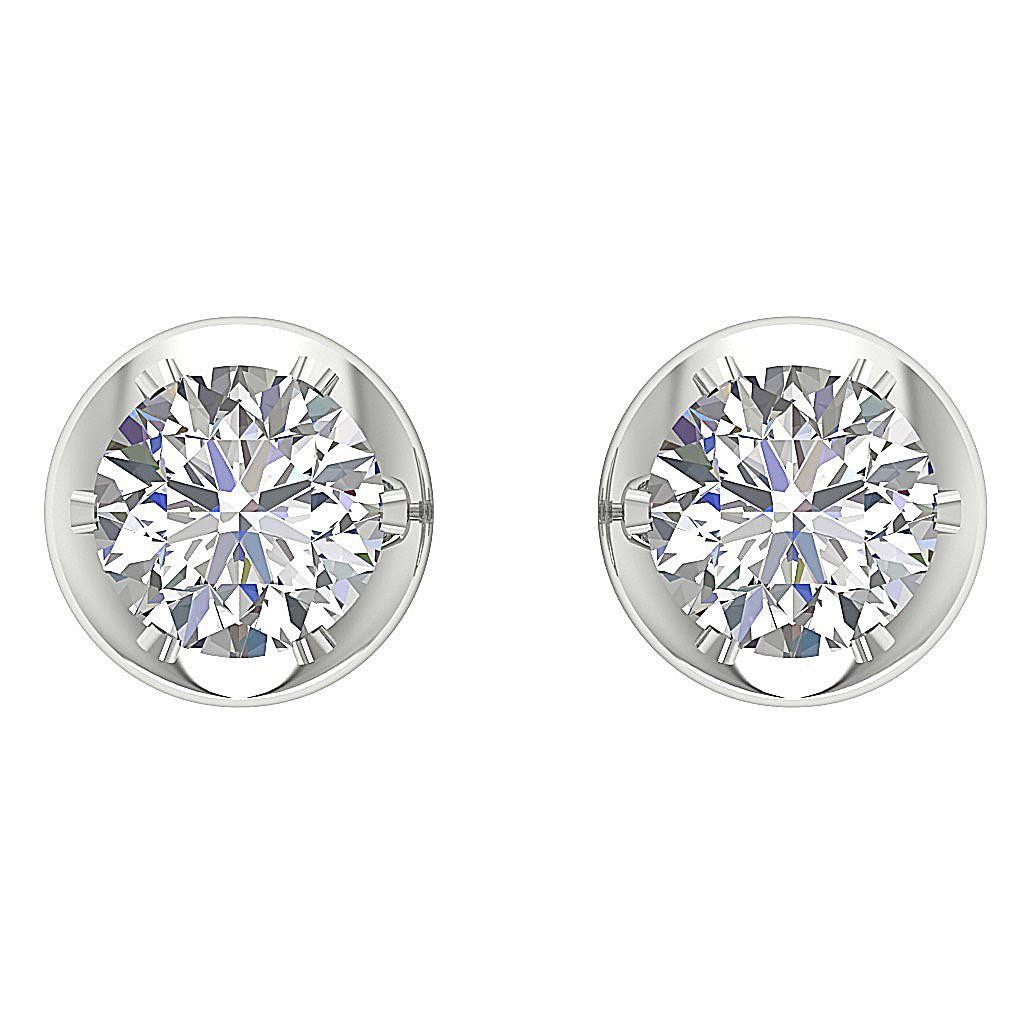 0.50Ct Solitaire Studs Earrings Round Diamond 14K White Yellow Rose Gold 4.30 mm