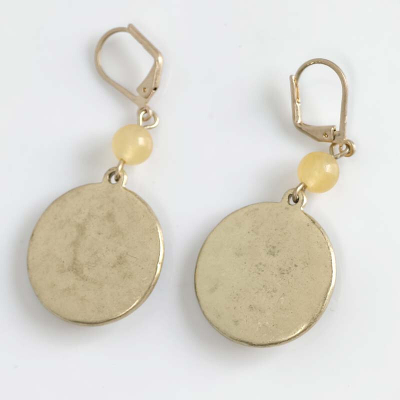 New Cabi Boho Bee Round Tag Drop Earrings Retro Women Party Vacation Jewelry