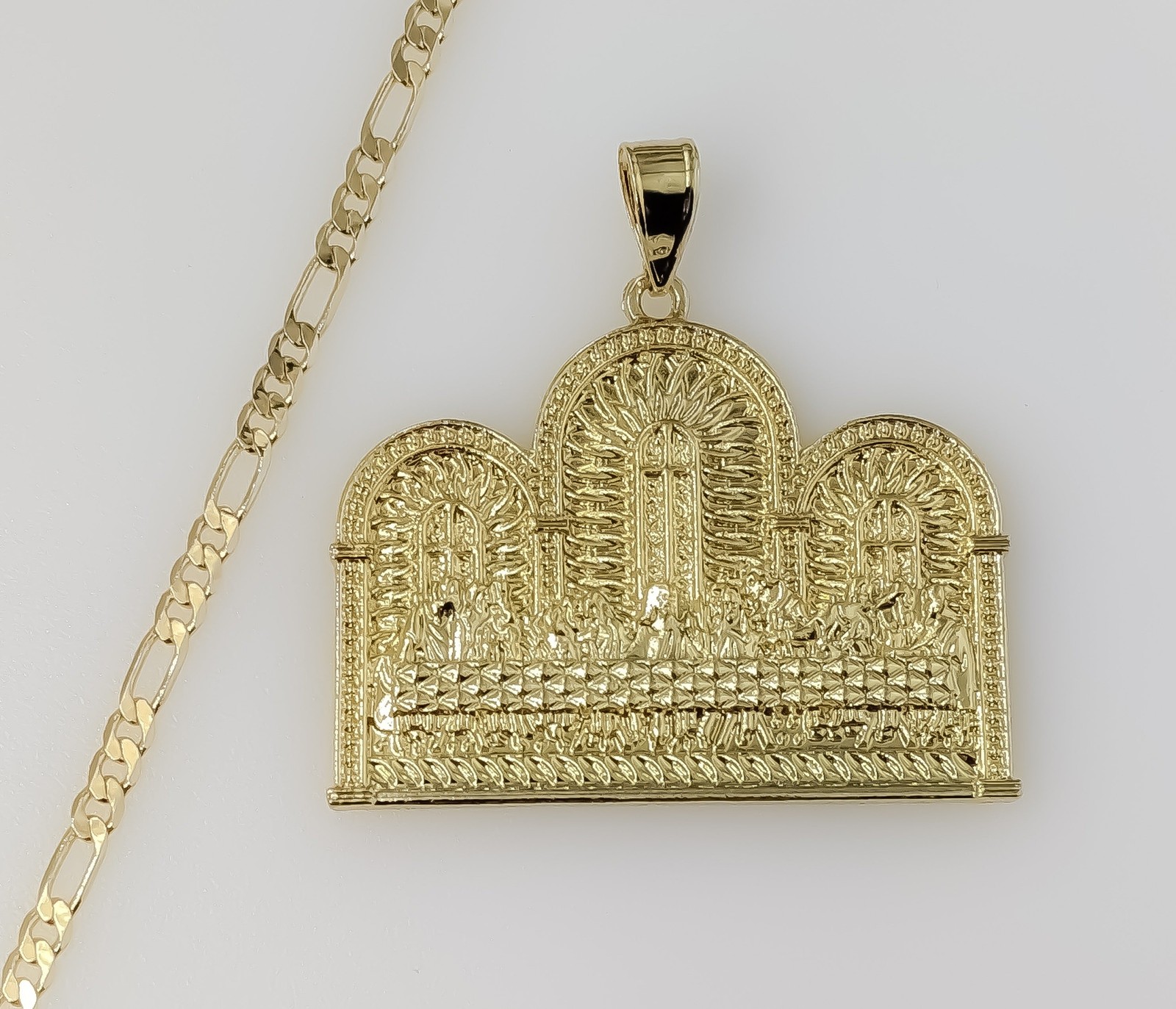 Last Supper Jesus Gold Plated 3mm Chain Necklace Oro Ultima Cena Dije Cadena