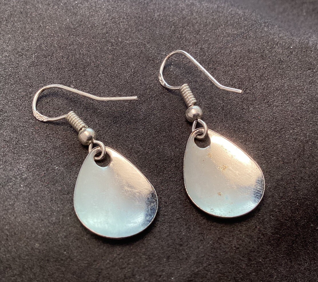 Hammered Teardrop 925 Sterling Silver Dangle Earrings