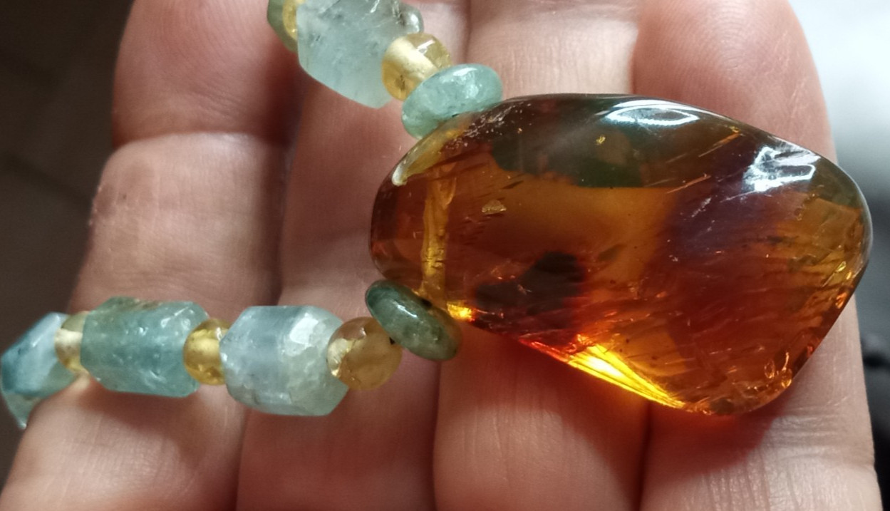 Amber Natural 25 million years old from Mexico adjustable hand braided.