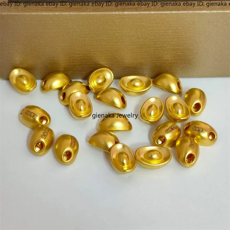 1pcs Real 999 24K Yellow Gold Women 3D Lucky Yuanbao Men Women Gift