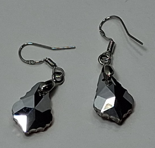 Dark Pink Dangle Pierced Earrings Wire Marked 925