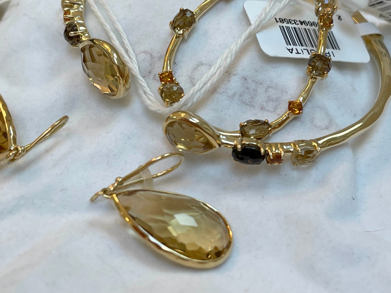 NWT Ippolita Rock Candy Citrine Smoky Quartz 18K Yellow Gold Cuff Bracelet Small