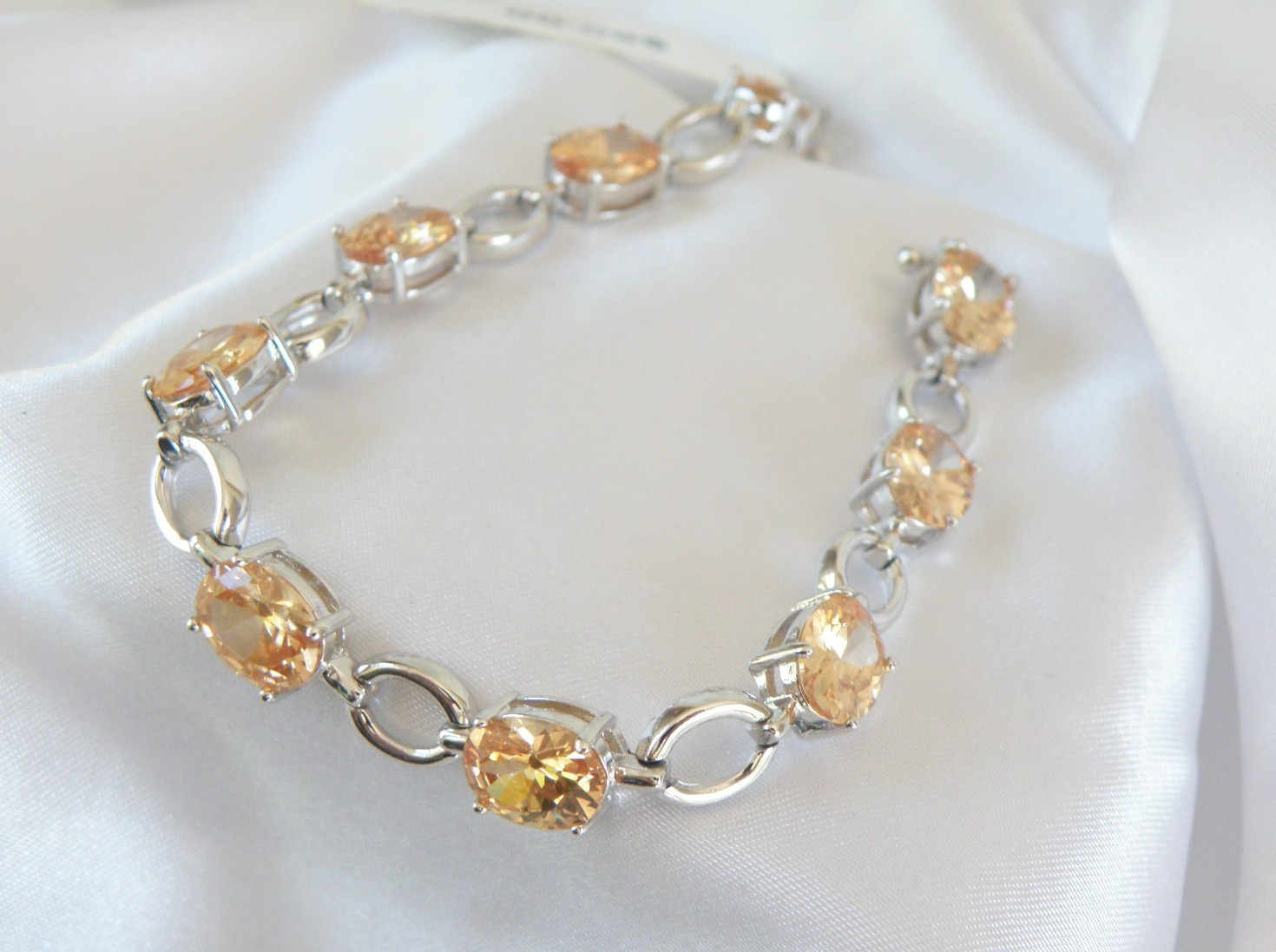 Ross Simons Sterling Silver 925 Gemstone Tennis Station Bracelet Fits 7″
