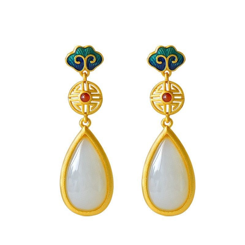 New Enamel Cloisonne Earrings Chinese for Qipao Women