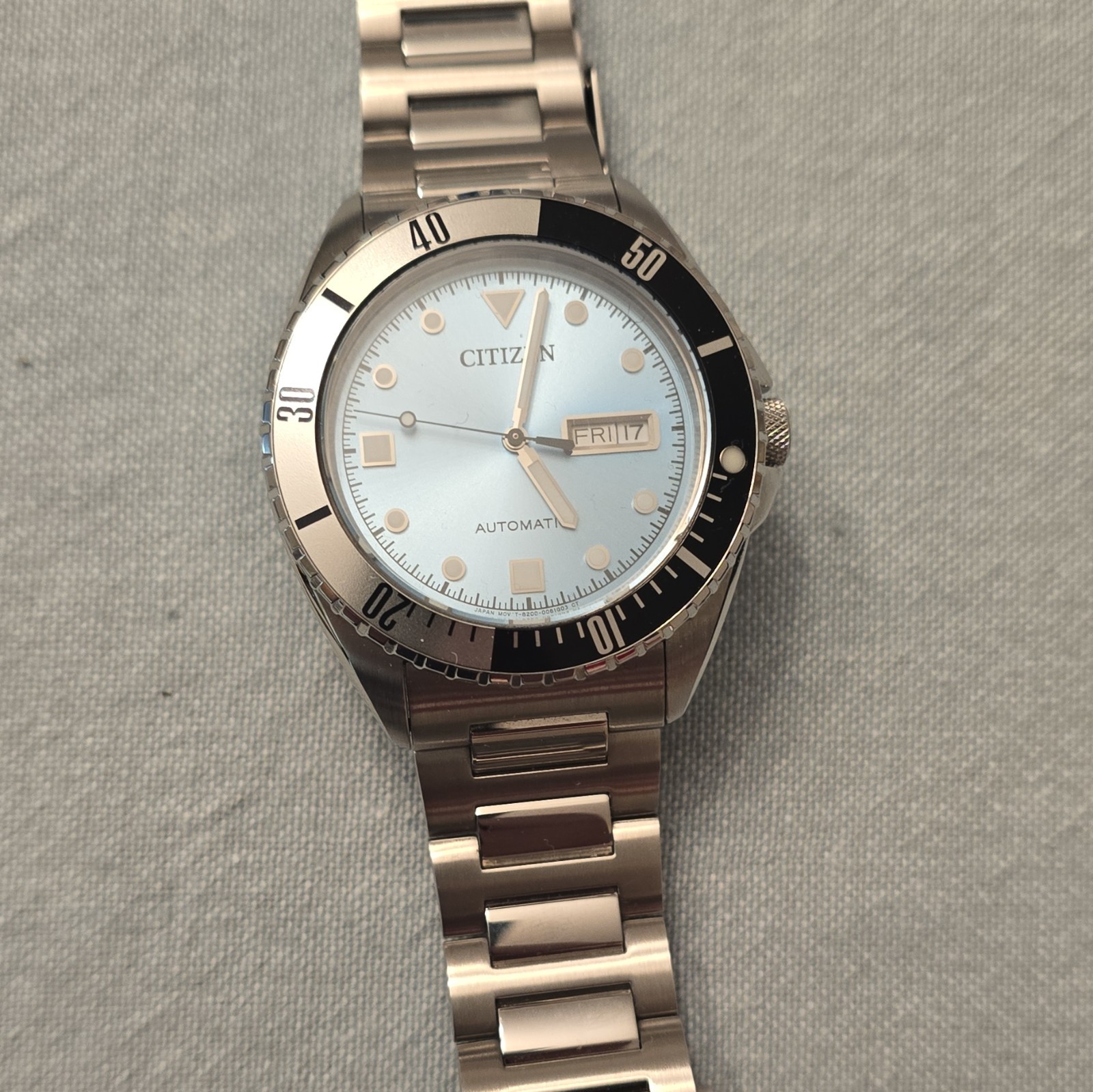 Citizen Men’s Light Blue Automatic Silver Stainless Steel Watch 42 MM NH7530-52L