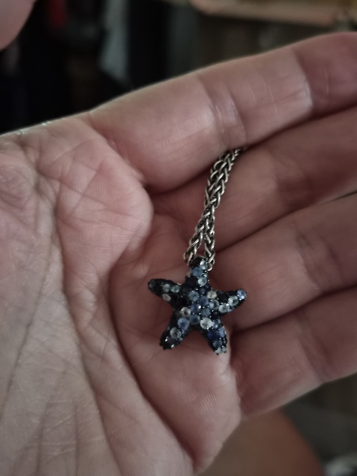 EFFY STERLING SILVER 925 SAPPHIRE STARFISH PENDANT NECKLACE
