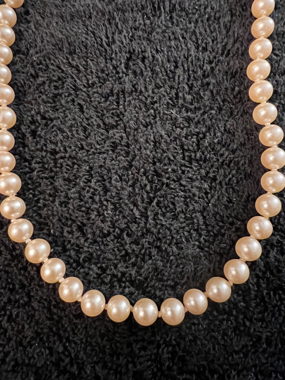 Vtg G Silver Gold Tone Metal Faux Pearl Necklace 16 1/2 Inches Long 7.9mm Pearls