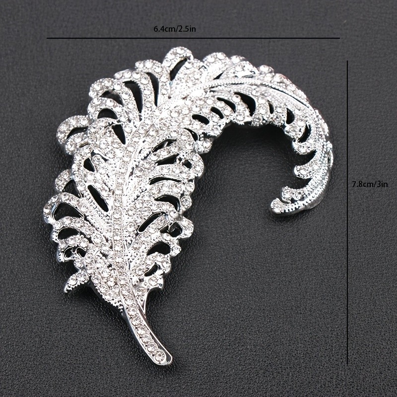 Silver Jewelry Full Rhinestone Feathers Brooches Corsages Fashion Accessories