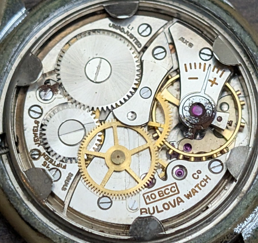30mm 1950s Bulova 15 Jewels Field Manual Watch Red Hand. READ. Works. AS IS.