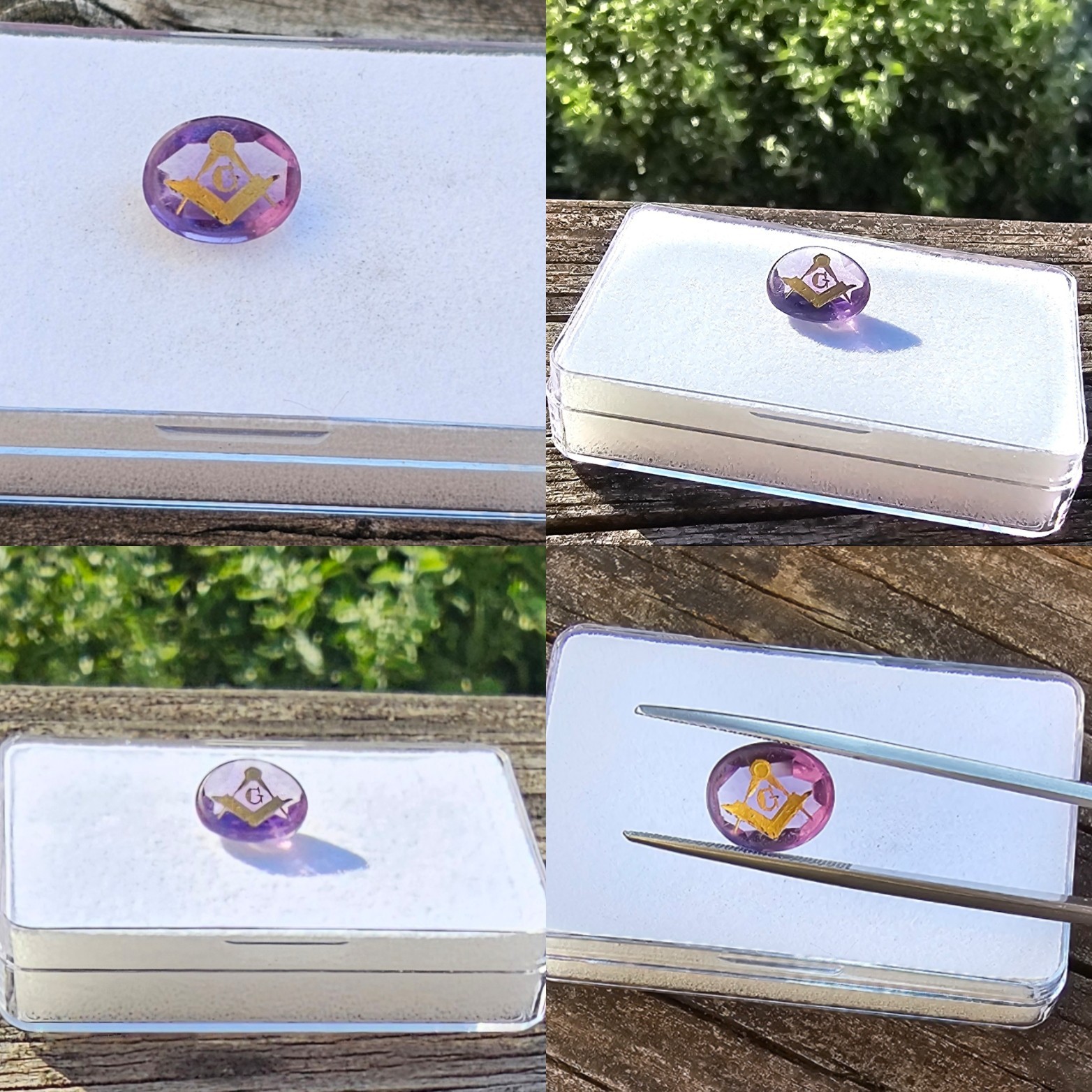 Amethyst 11.4×9.5mm Oval Loose Stone with Mason symbol