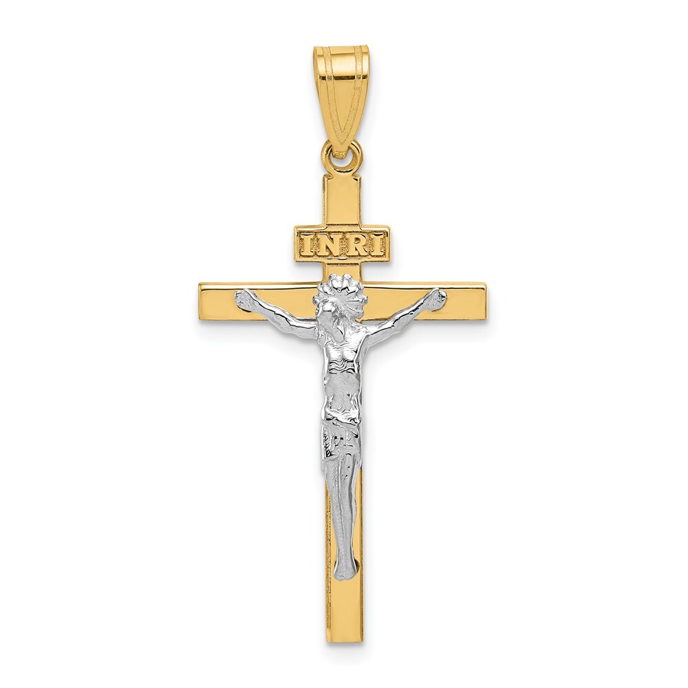 14K Yellow & White Gold Inri Latin Crucifix Pendant D3668