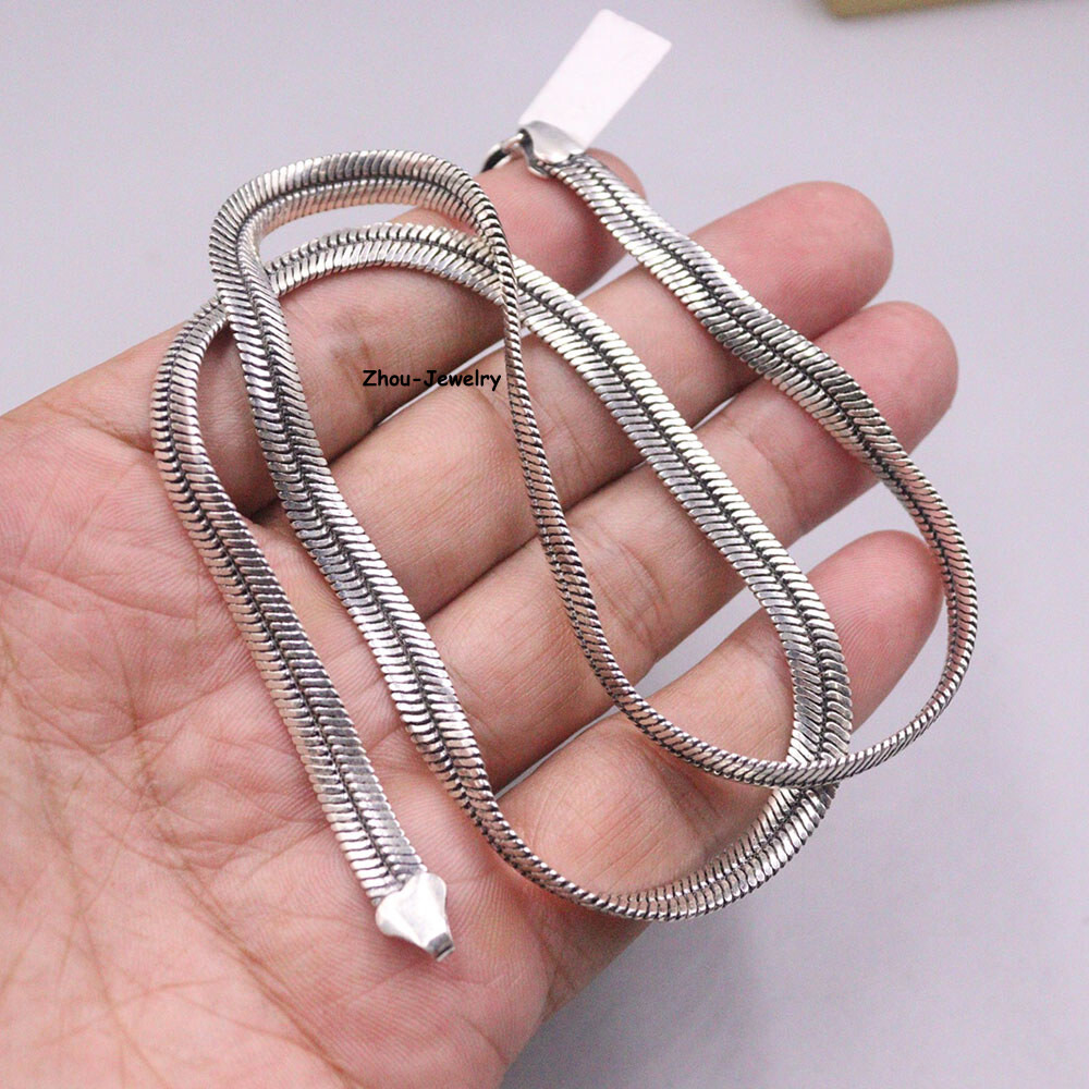 Solid 925 Sterling Silver Necklace 6mm Snake Curb Link Chain 34-35g 19.6inch