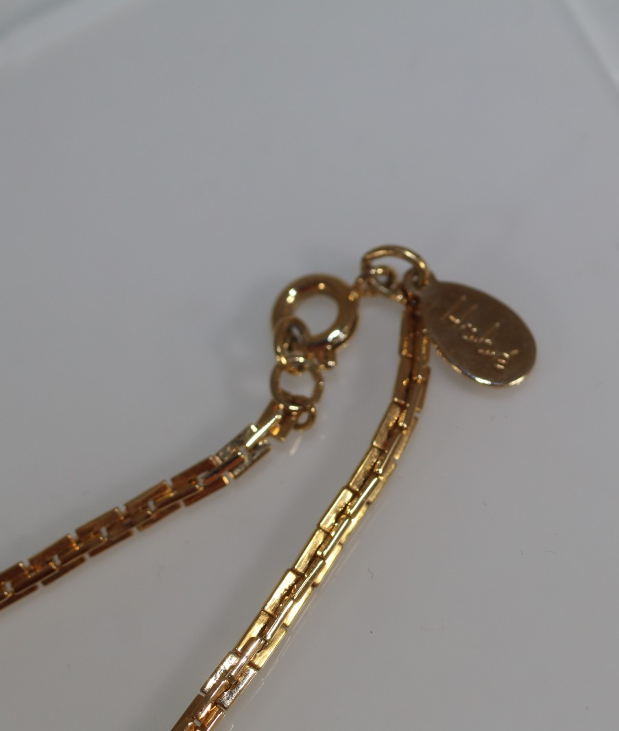 Vintage Hobé Gold Tone Lariat Sautoir Necklace Genuine Sodalite Stone Tassel