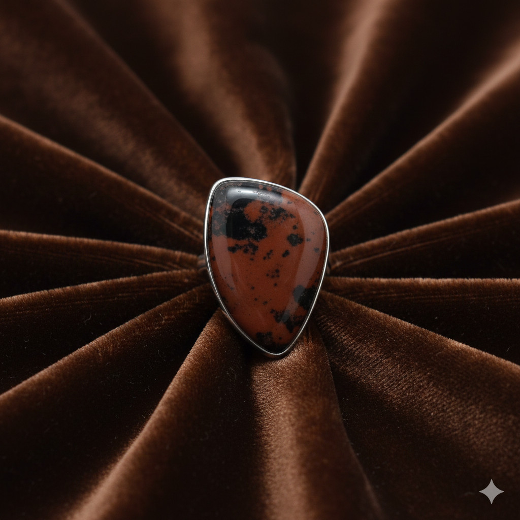 Mahogany Obsidian Gemstone Handmade Jewelry Ring Size 9