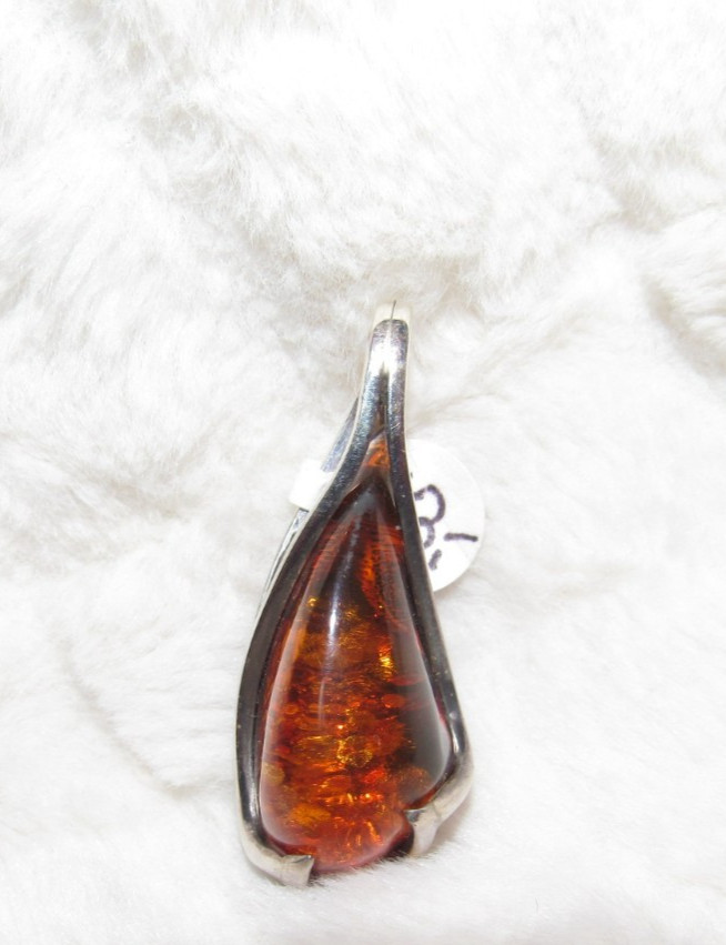 Sterling Silver Pendant Amber America