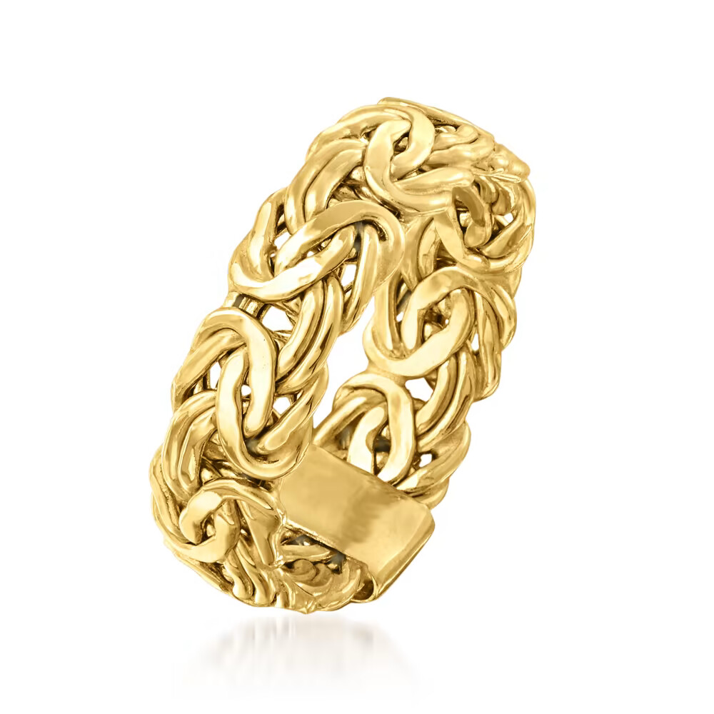 Polished Classic Byzantine Band Ring Real 10K Yellow Gold Sizes 6 7 8 9 10 11 12