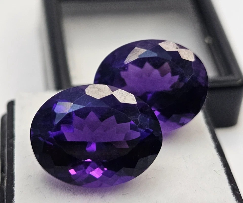 Purple Amethyst Oval Cut 22.80 Ct Natural Pair Loose Gemstone For Earring