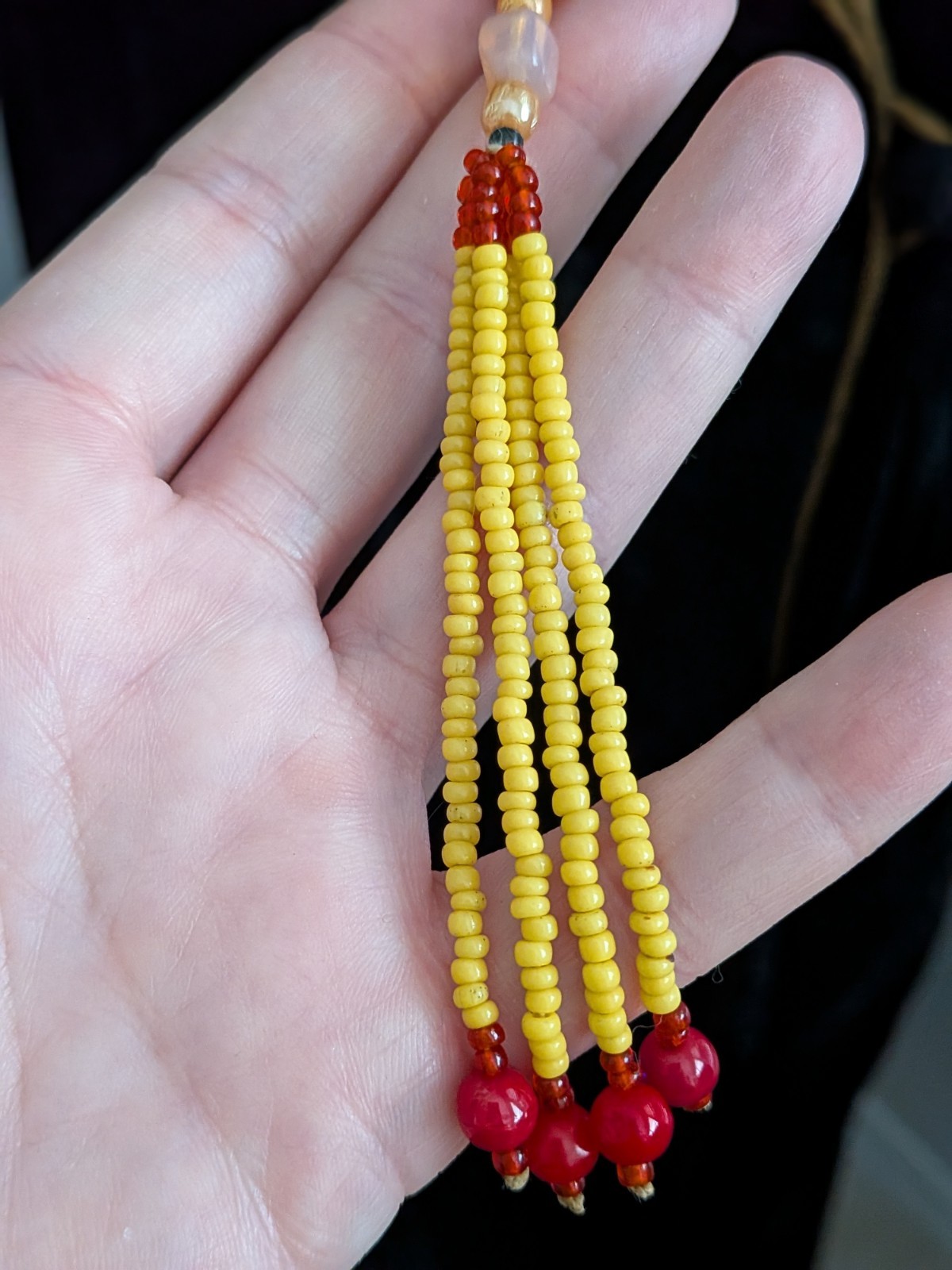 Antique Art Deco Egyptian Revival Czech Glass Bead Sautoir Necklace -Neiger Bros