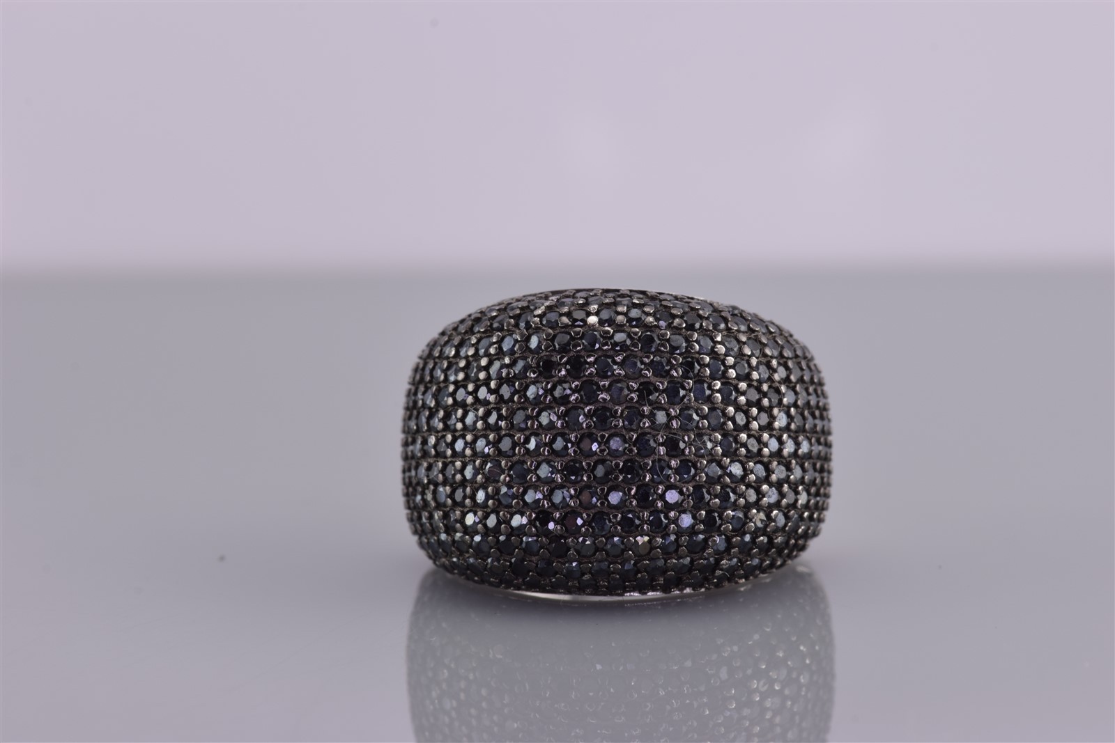 Fuzion Creation Sterling Silver Micro Black Cubic Zirconia Band Ring 925 Sz: 5