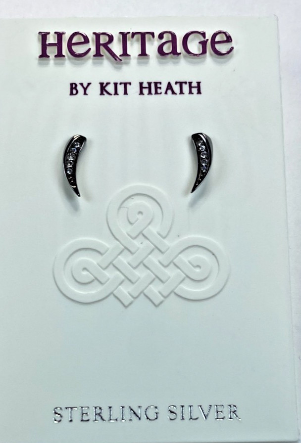 Kit Heath Ruthenium over Sterling Silver Signed Mini CZ Pave Earrings NWT Gift B