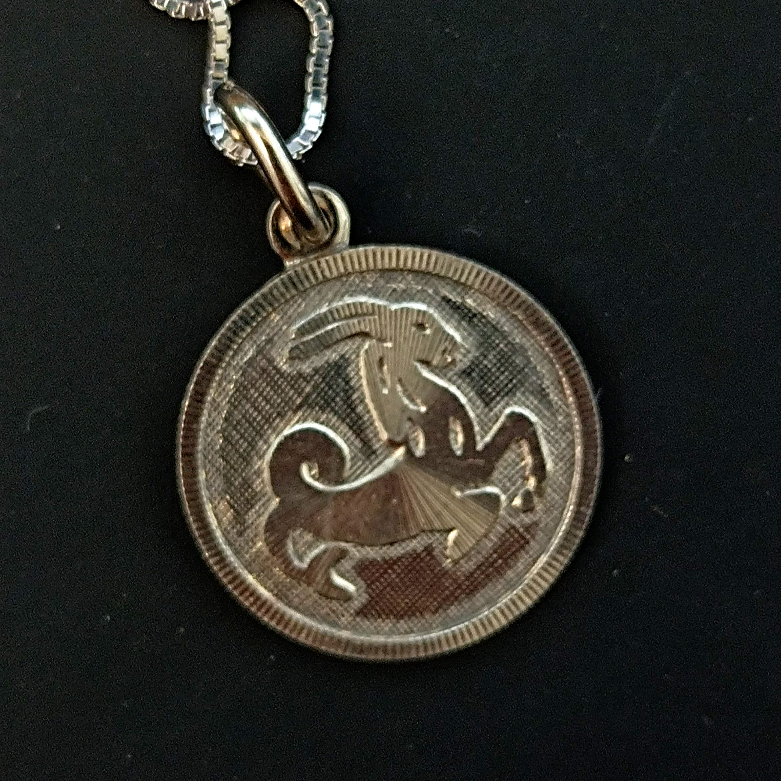 Capricorn Zodiac Vintage Necklace Sterling Silver Astrology Pendant Me’sn Women