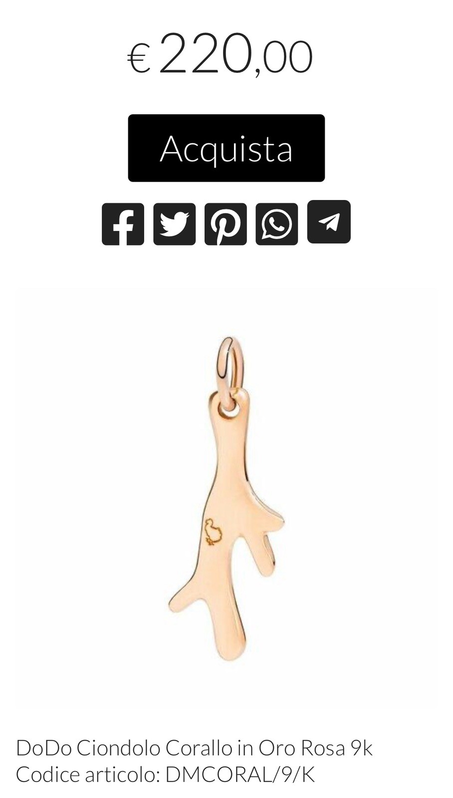 Dodo Pomellato Corallo Oro Rosa, rose gold 9ct. Authenticity/warranty included