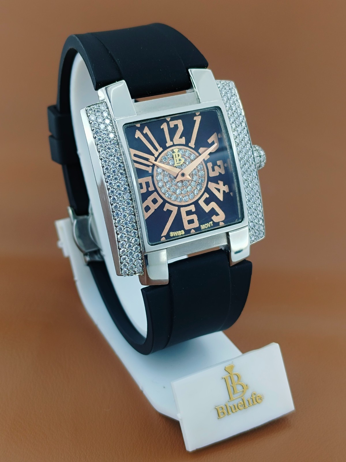 Veltrix Lab Grown Diamond Unisex Watch | Swiss Quartz Stainless Steel Black Dial