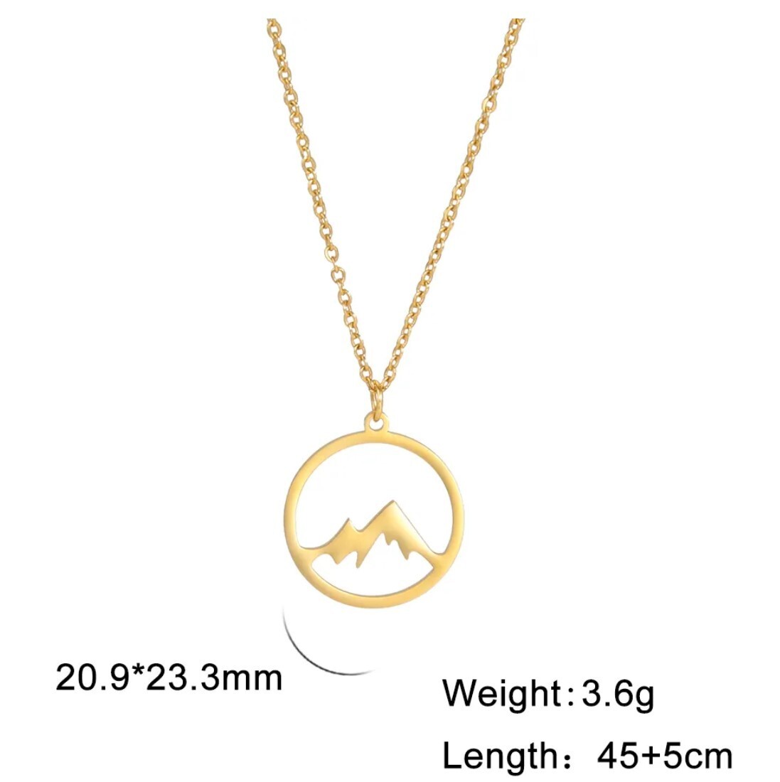 Stainless Steel Mountain Necklace with 45cm chain plus 5cm extender