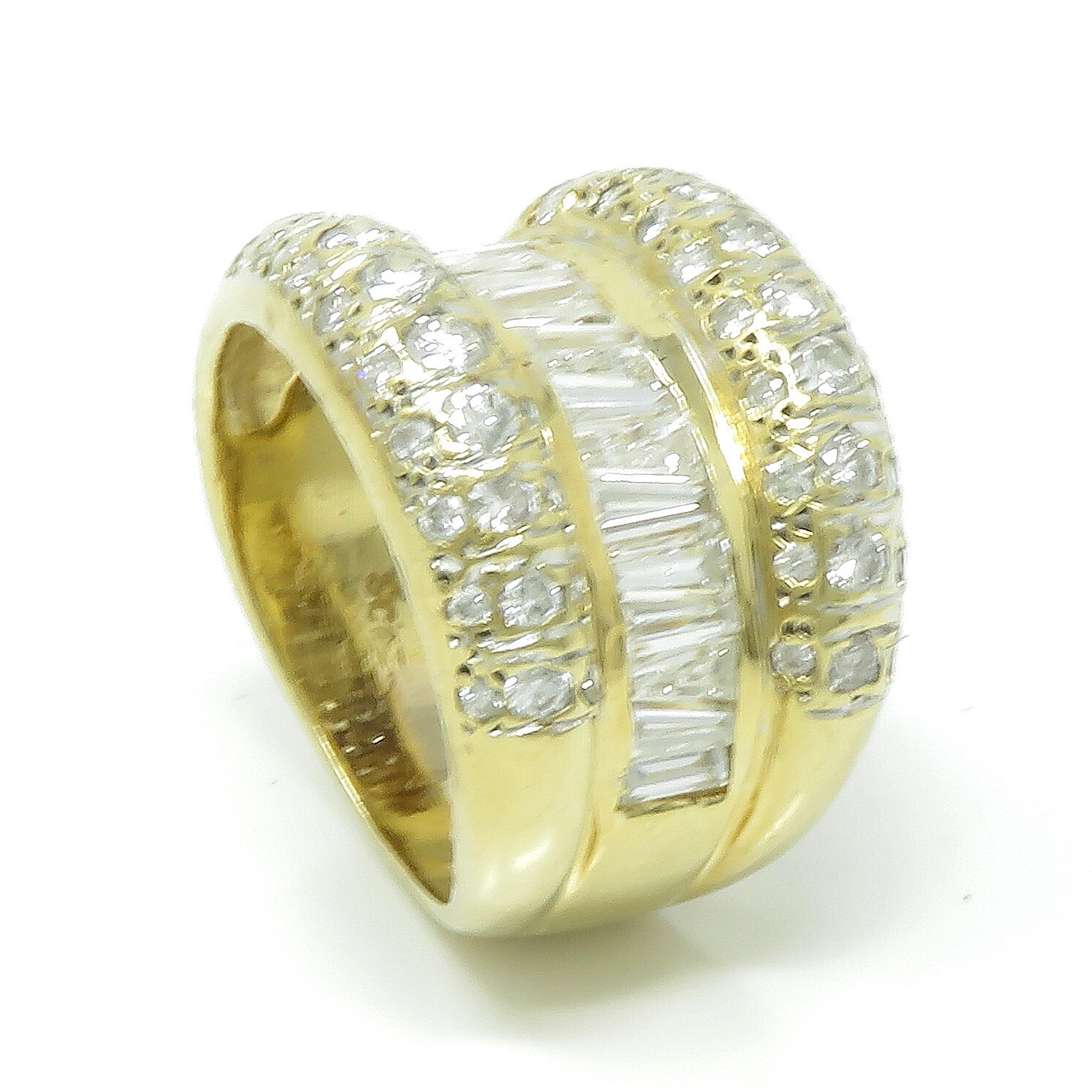NYJEWEL 18k Yellow Gold 2.5ct 15mm Wide Diamond Ring