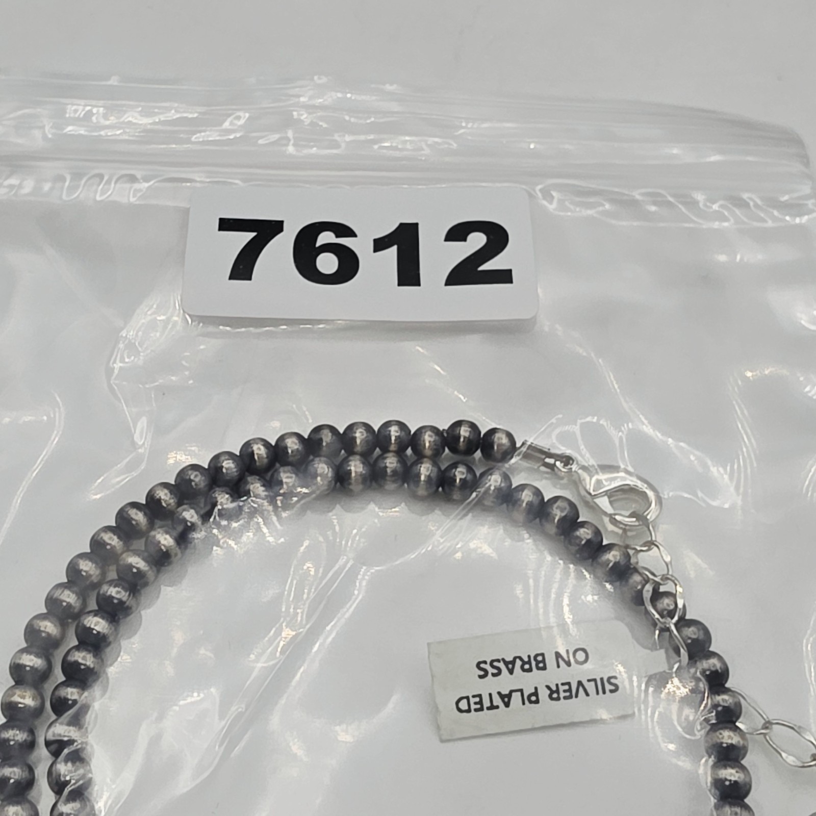 Navajo Style Pearl Beaded Necklace 4mm Silver Plated 16” Adjustable NWT