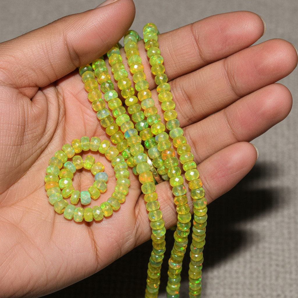 Ethiopian Fire Opal Beads Strand 4-5mm Rondelle Gemstone 8 Inch Jewelry Making