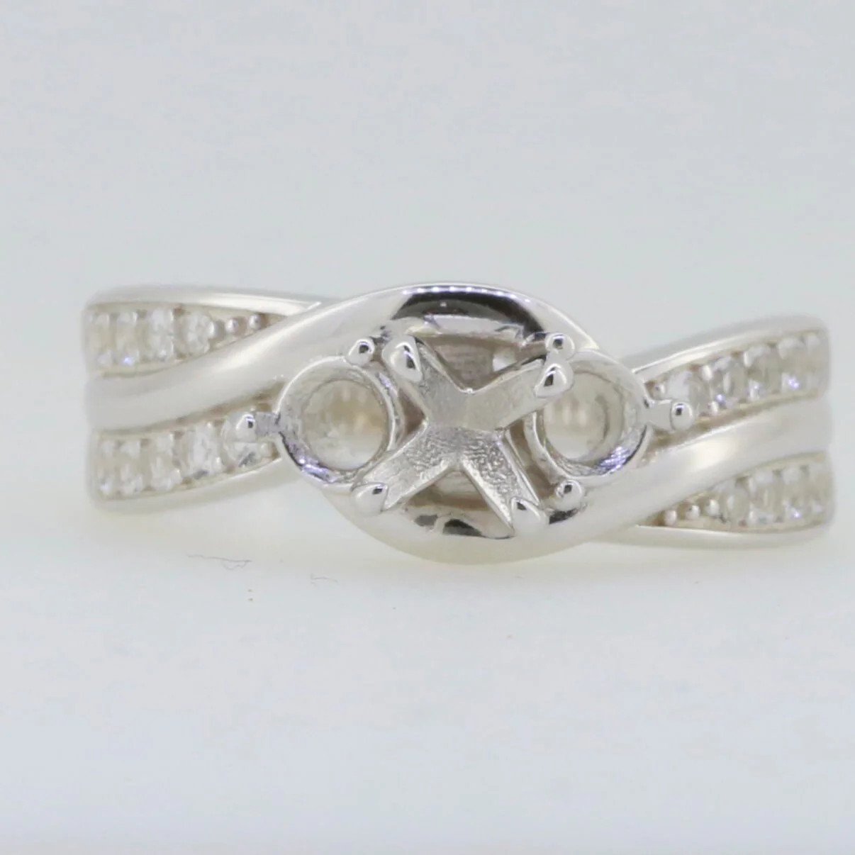 Sterling Silver Semi Mount Setting Round 5x5mm 4x4mm 3 Stones Ring Accent Ring