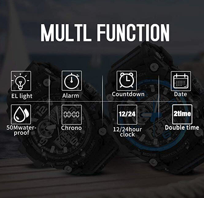 SKMEI Men’s Digital Analog Waterproof Sport Army Military Watch Wristwatch LED