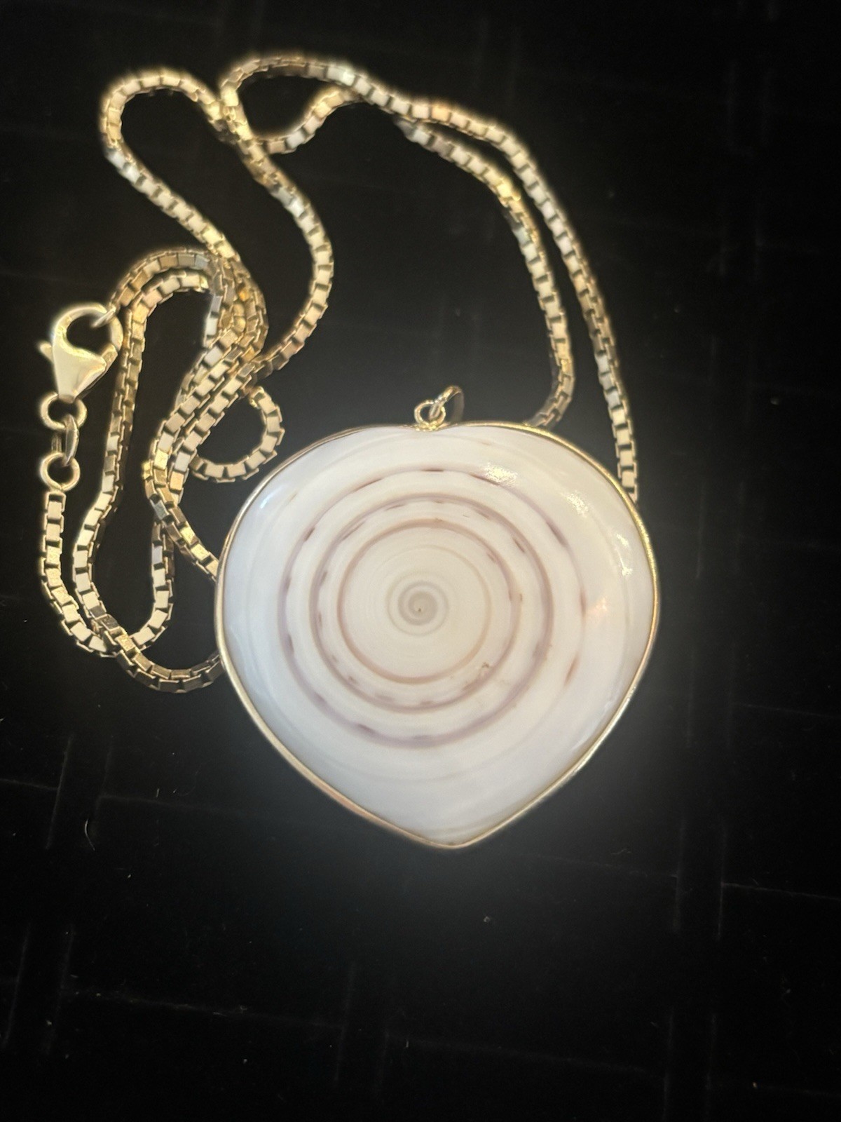 Uno a erre 18k gold Wrapped 70’s Vintage heart shell pendant 14k Chain Unoaerre