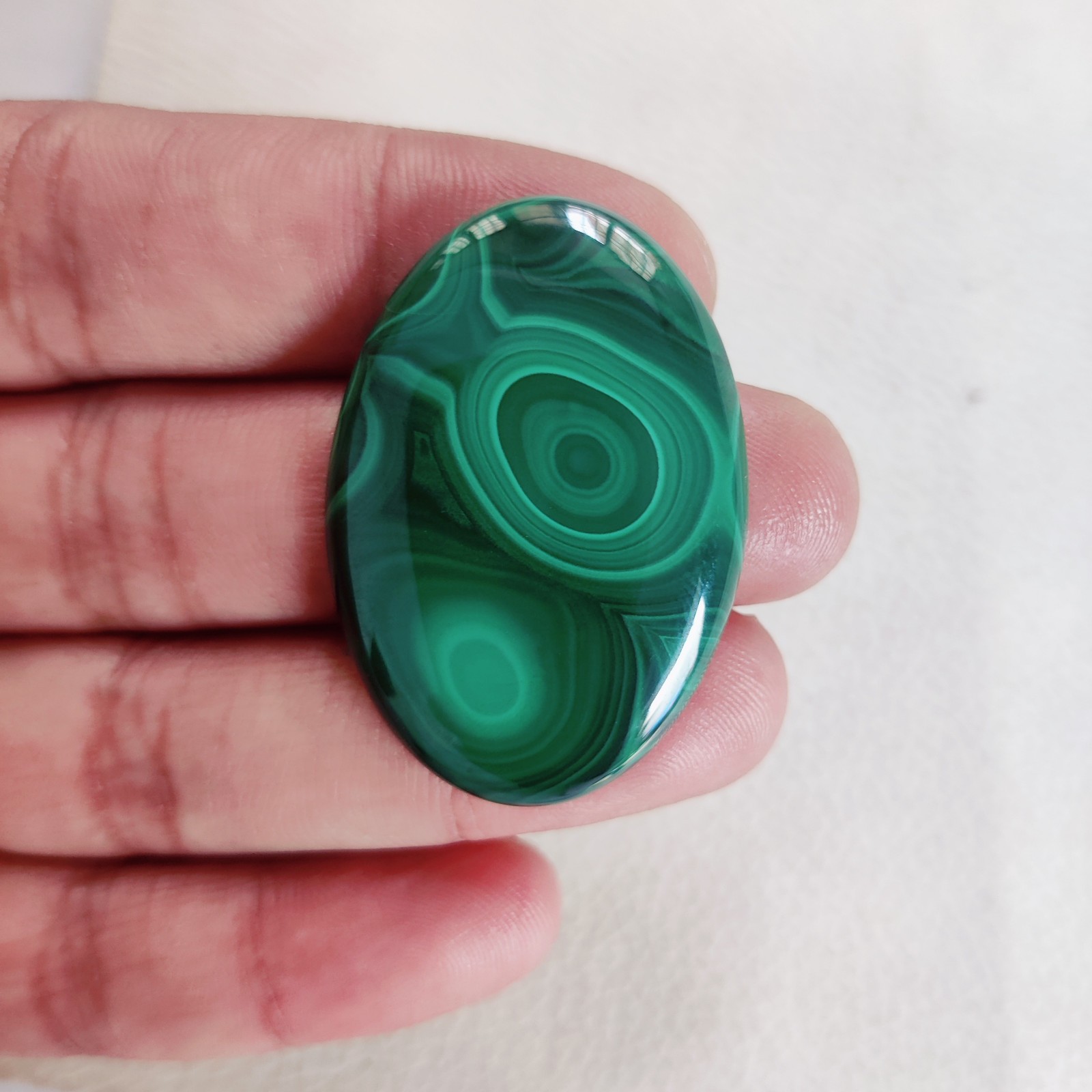 Natural Green Malachite Loose Gemstone Cabochon,Oval-65 CT,40 X 28 X 5 MM