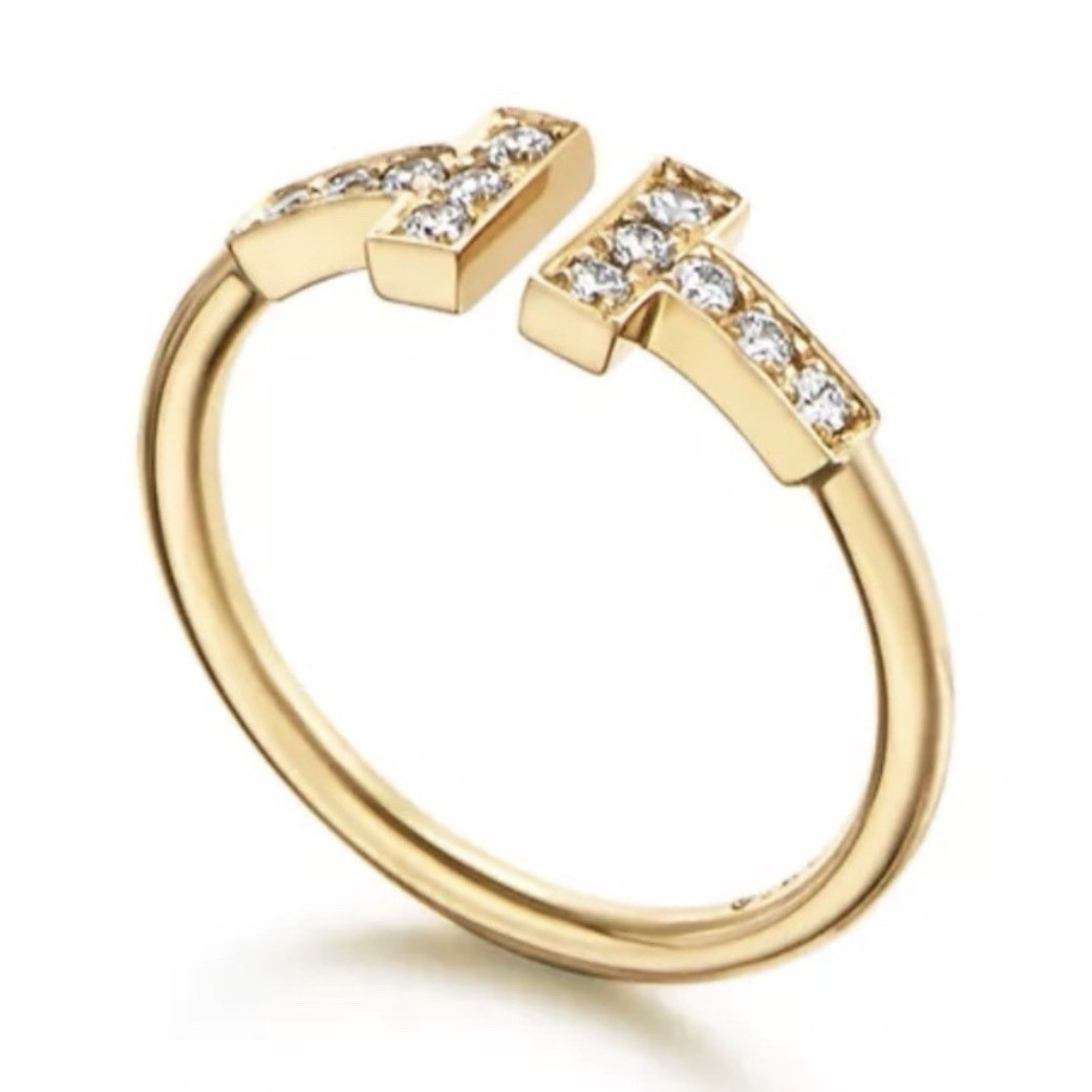 Tiffany & Co. Tiffany T 18k Yellow Gold Pavé Diamond Band Ring Sz 7