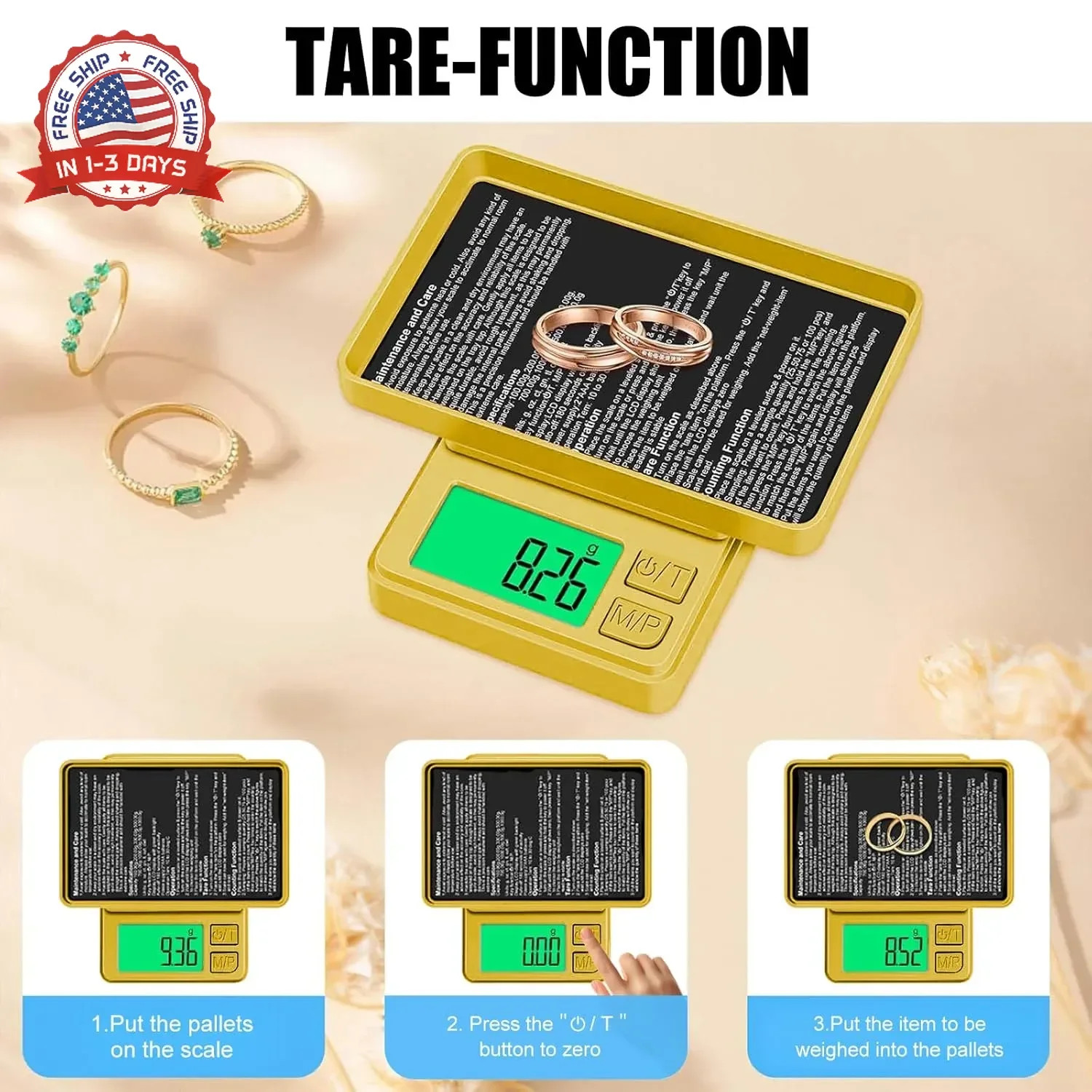 1000g x 0.01g Precision Gram Scale, Diyife Pocket Scale with Protective Cover, 7