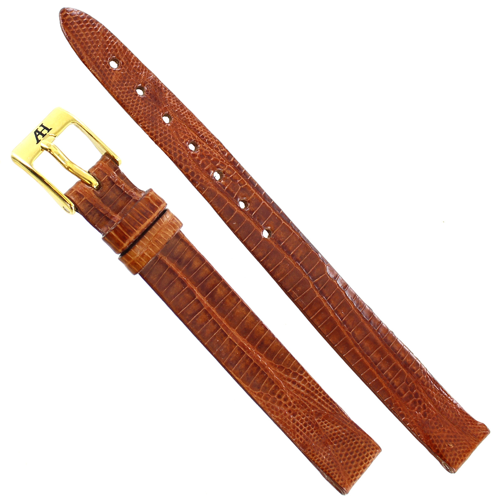12mm Alfred Hammel Honey Tan Flat Genuine Teju Lizard Ladies Watch Band Regular